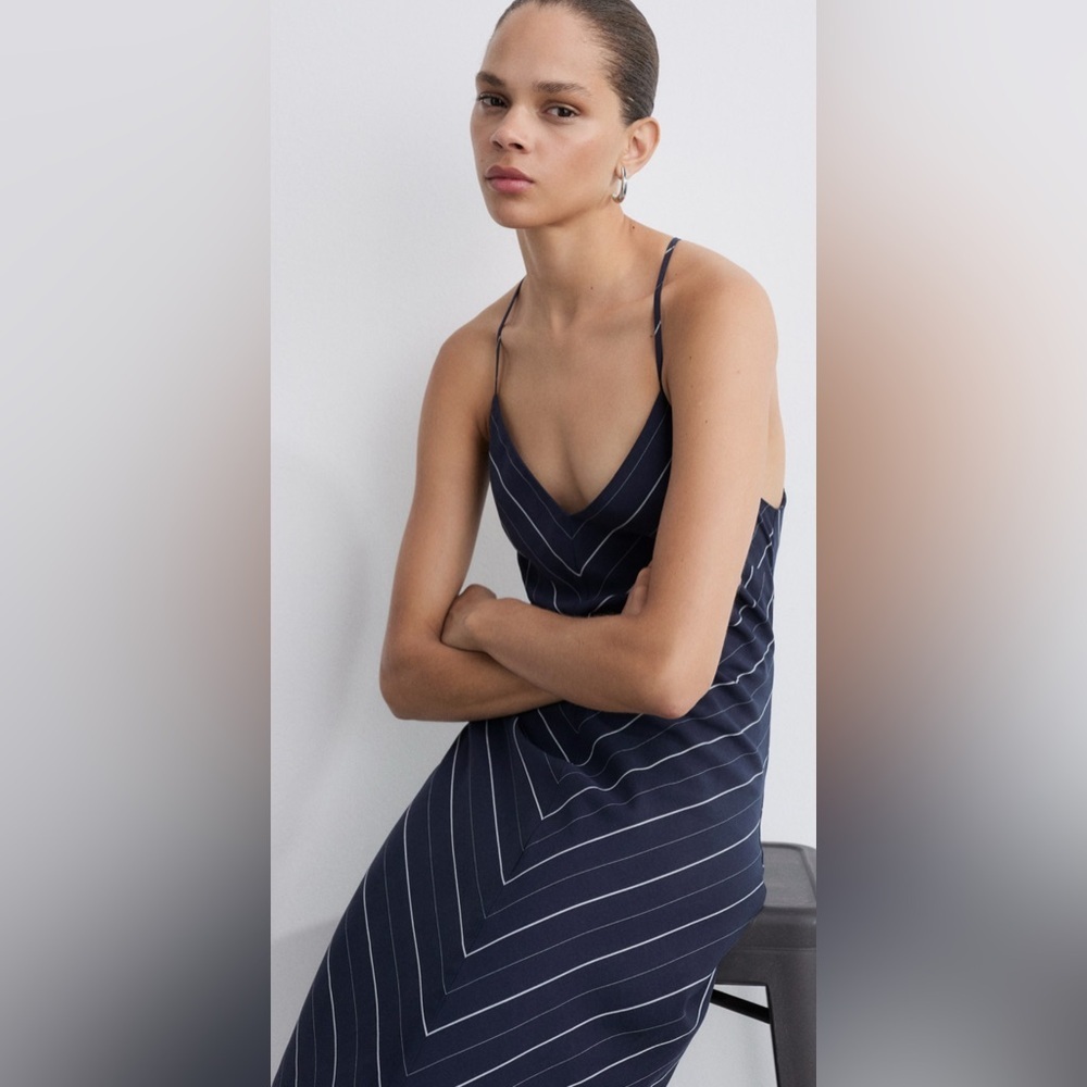NWT MANGO STRIPED LYOCELL DRESS, SIZE L - Picture 3 of 16